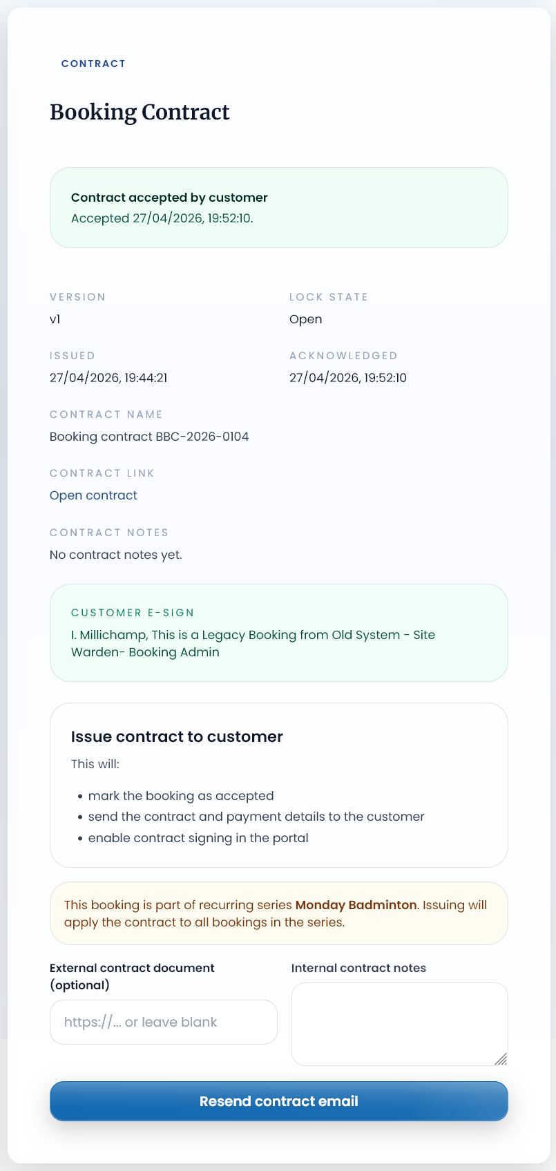 Customer registration screen for the booking portal